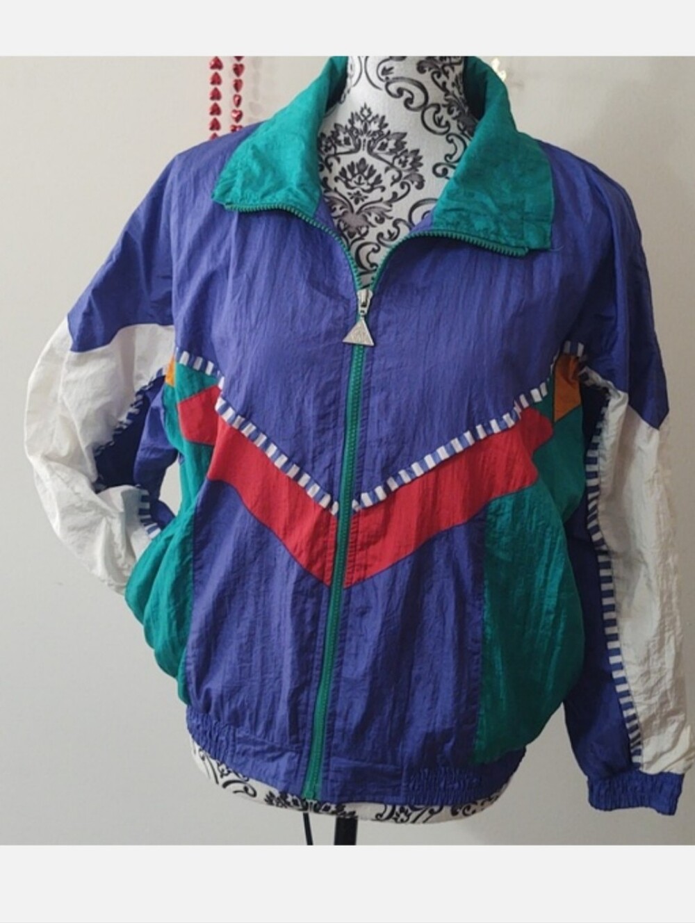 Vintage Casual Isle Color Block Windbreaker Small Petite